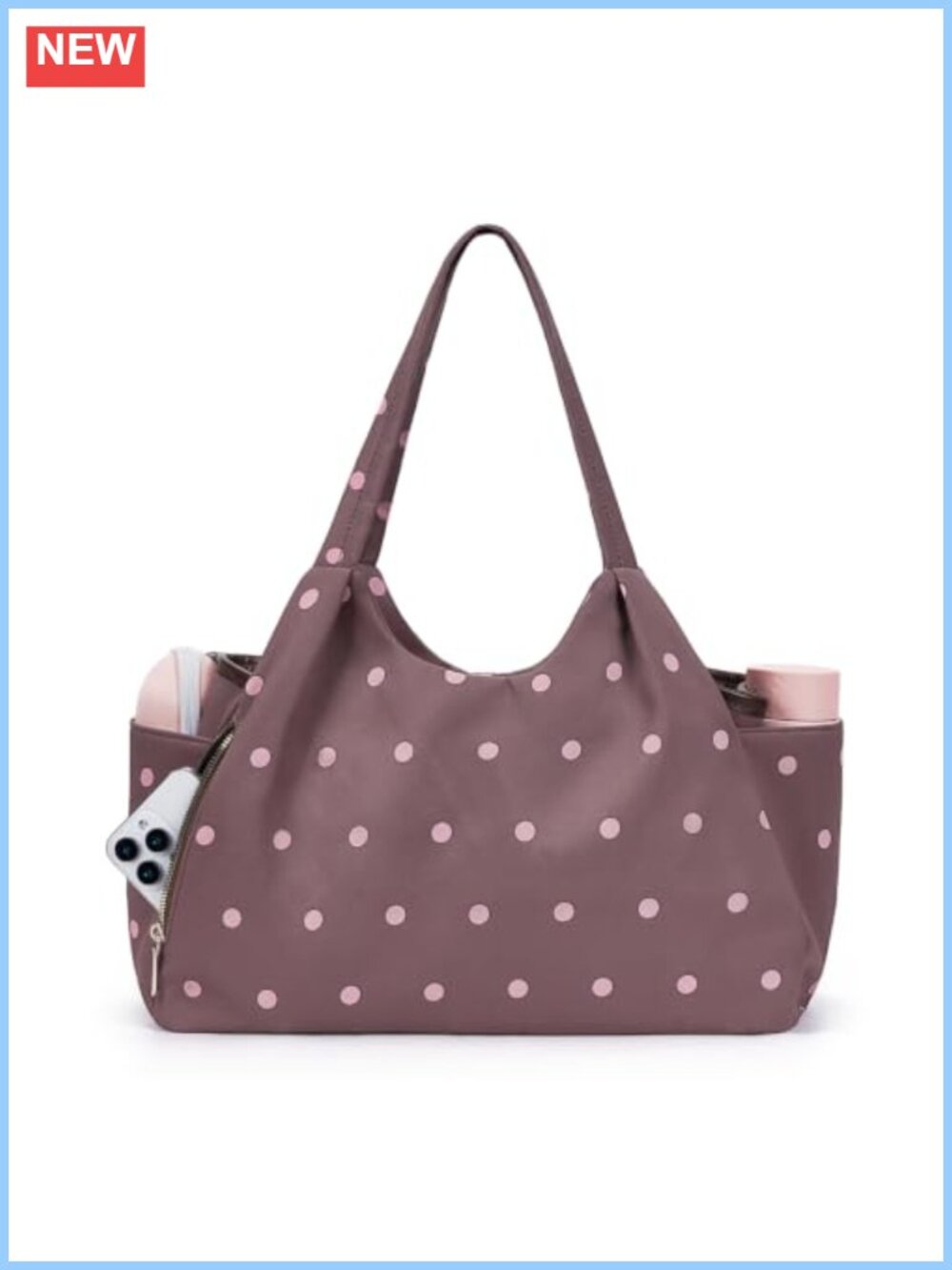 Large Polka Dot Tote Bag 9 Pocket Shoulder Bag for College Work Travel